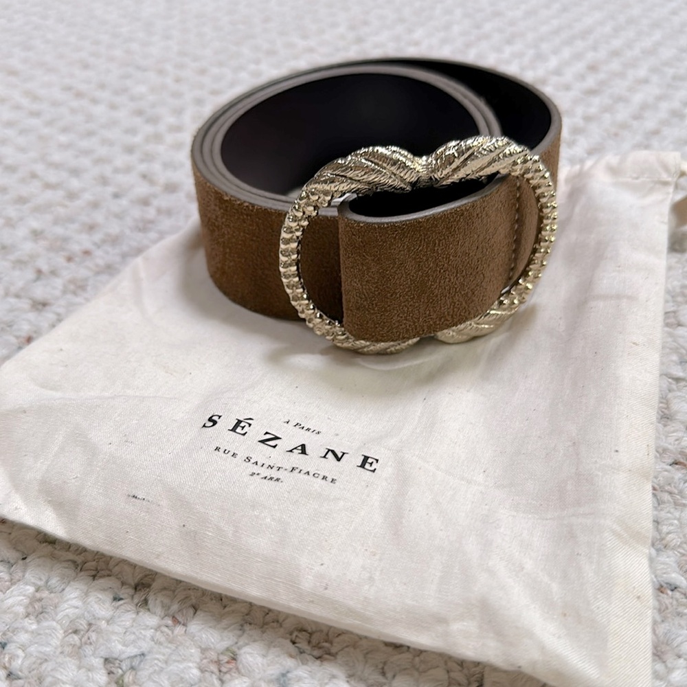 Sezane Artemis Belt 80 cm Honey Brown Suede